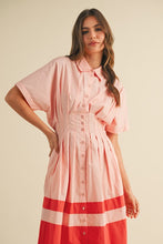 Load image into Gallery viewer, Bold Striped Dress in Peach & Deep Coral