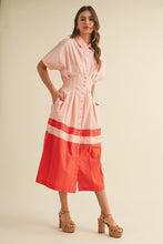 Load image into Gallery viewer, Bold Striped Dress in Peach & Deep Coral