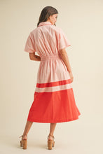 Load image into Gallery viewer, Bold Striped Dress in Peach & Deep Coral