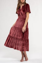 Load image into Gallery viewer, Veronica Velvet Dress in Rosewood-
