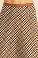 Load image into Gallery viewer, Faux Leather Band Houndstooth Skirt
