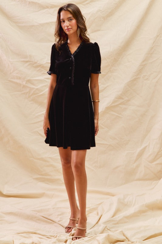 Velvet Ruffle Holiday Dress
