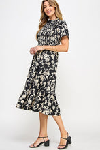 Load image into Gallery viewer, Black and Cream Floral Dress
