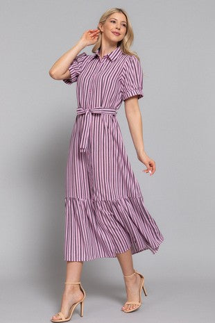 Pink/Purple & Black Striped Dress