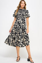 Load image into Gallery viewer, Black and Cream Floral Dress
