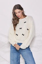 Load image into Gallery viewer, Tiny Bow Sweater in Cream
