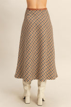 Load image into Gallery viewer, Faux Leather Band Houndstooth Skirt
