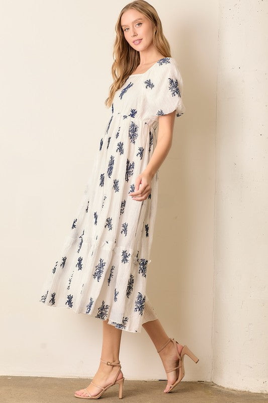 Dainty Floral Embroidered Dress