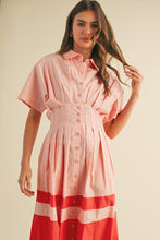 Load image into Gallery viewer, Bold Striped Dress in Peach &amp; Deep Coral
