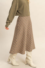 Load image into Gallery viewer, Faux Leather Band Houndstooth Skirt
