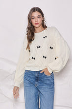 Load image into Gallery viewer, Tiny Bow Sweater in Cream
