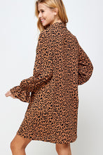 Load image into Gallery viewer, Long Sleeve Leopard Shirt Dress
