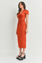 Load image into Gallery viewer, Angela Twist Dress in Burnt Orange
