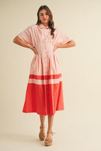 Load image into Gallery viewer, Bold Striped Dress in Peach &amp; Deep Coral
