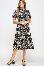 Load image into Gallery viewer, Black and Cream Floral Dress
