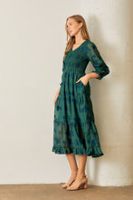 Load image into Gallery viewer, Evergreen Smocked Floral Dress
