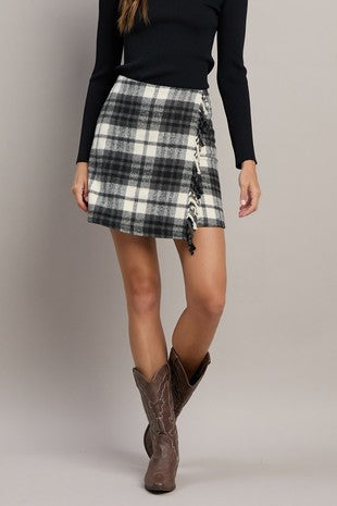 Faux Wrap Flannel Skirt