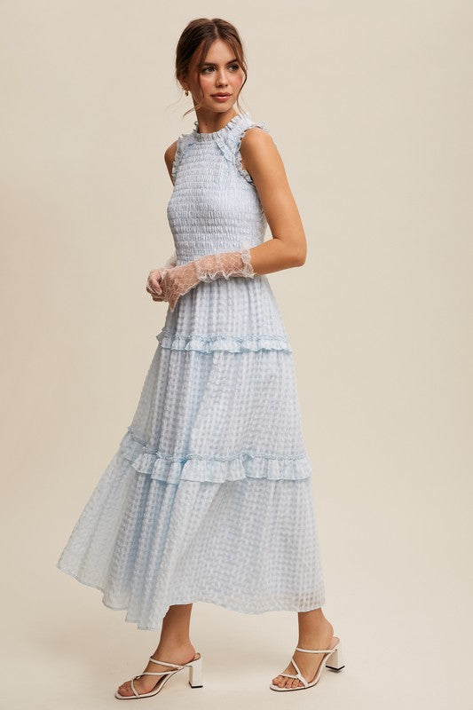 Blue Gingham Checked Dress