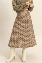 Load image into Gallery viewer, Faux Leather Band Houndstooth Skirt
