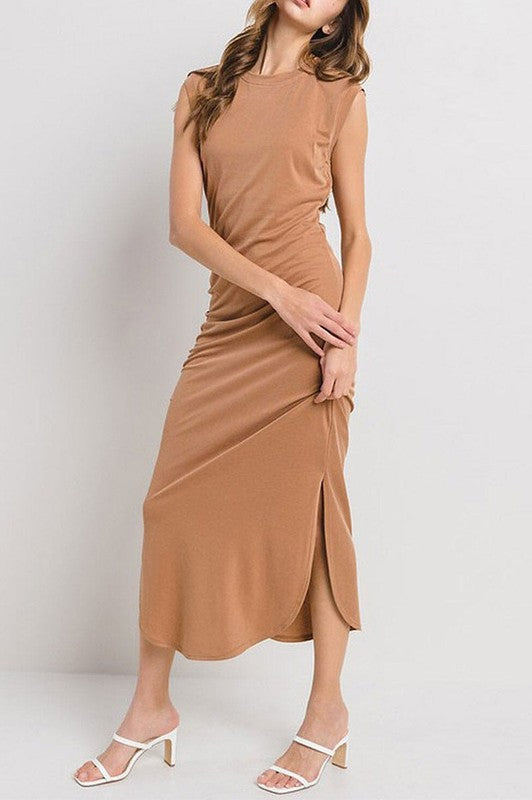 Mocha Side Ruching Dress