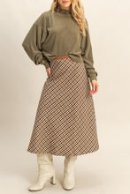 Load image into Gallery viewer, Faux Leather Band Houndstooth Skirt
