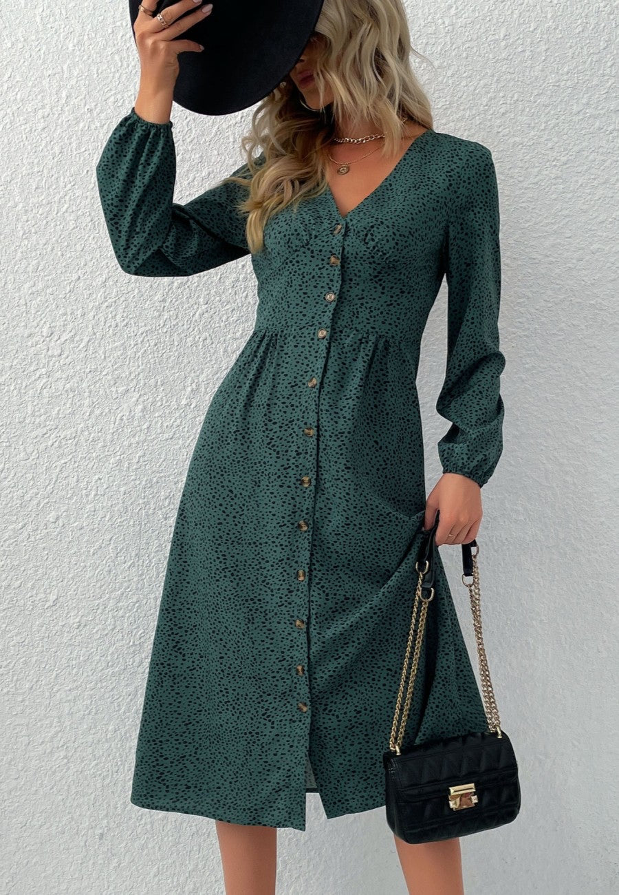 Ashley Dusty Green Button Down Dress