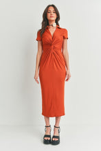 Load image into Gallery viewer, Angela Twist Dress in Burnt Orange
