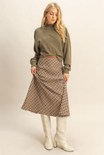 Load image into Gallery viewer, Faux Leather Band Houndstooth Skirt
