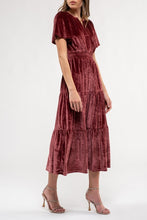 Load image into Gallery viewer, Veronica Velvet Dress in Rosewood-
