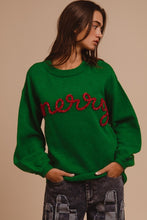 Load image into Gallery viewer, Tinsel Merry Sweatshirt in Green
