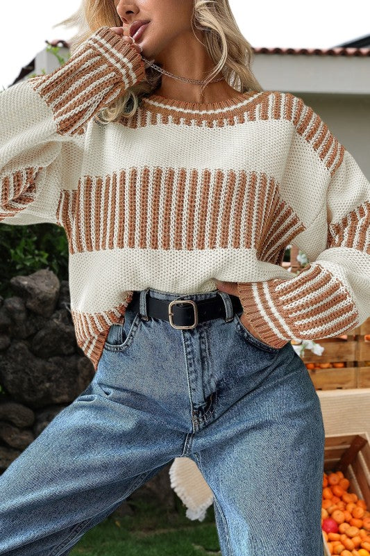 Striped Sweater in Terracotta