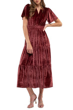 Load image into Gallery viewer, Veronica Velvet Dress in Rosewood-
