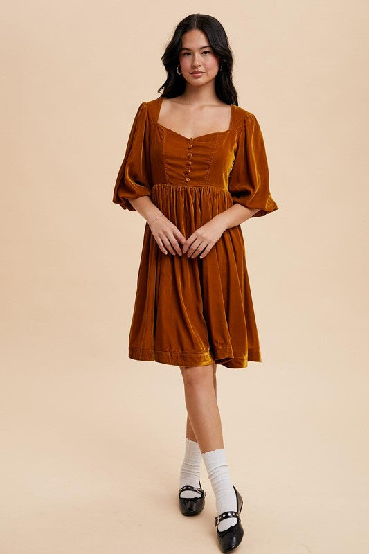 Golden Velvet Dress