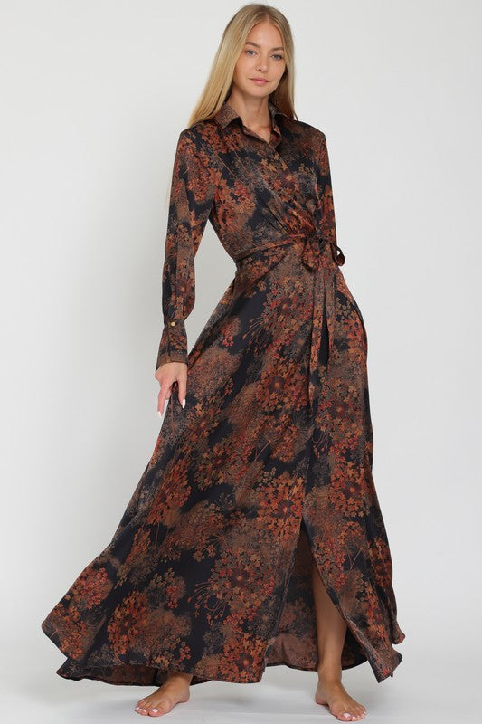 Moody Floral Wrap Dress