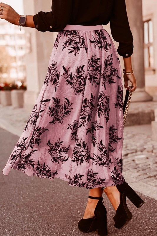 Light Pink Floral Embossed Skirt