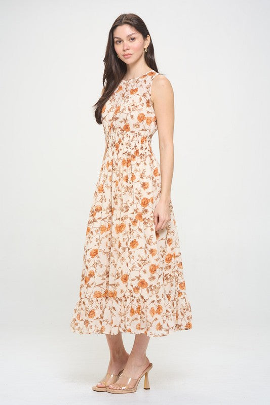 Sleeveless Chiffon Floral Dress