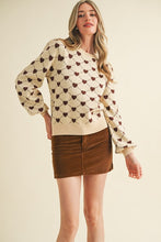 Load image into Gallery viewer, Puff Sleeve Heart Sweater
