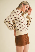 Load image into Gallery viewer, Puff Sleeve Heart Sweater
