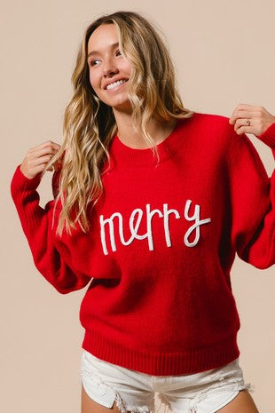 Merry Sweatshirt in Christmas Red