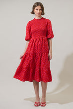 Load image into Gallery viewer, Pink Bow Embellished Red Dress
