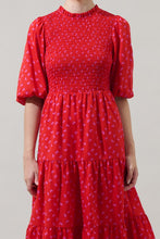 Load image into Gallery viewer, Pink Bow Embellished Red Dress
