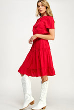 Load image into Gallery viewer, Ruby Red- Tie Neck Dress
