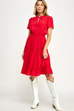 Load image into Gallery viewer, Ruby Red- Tie Neck Dress
