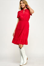 Load image into Gallery viewer, Ruby Red- Tie Neck Dress
