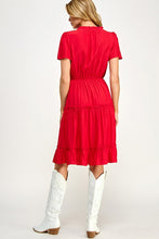 Load image into Gallery viewer, Ruby Red- Tie Neck Dress
