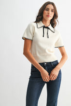 Load image into Gallery viewer, Open Stitch Neck Tie Sweater
