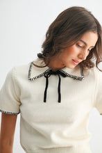 Load image into Gallery viewer, Open Stitch Neck Tie Sweater
