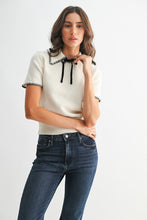 Load image into Gallery viewer, Open Stitch Neck Tie Sweater
