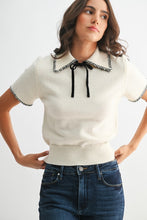 Load image into Gallery viewer, Open Stitch Neck Tie Sweater
