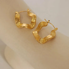 Load image into Gallery viewer, Crinkled Gold Plated Hoops
